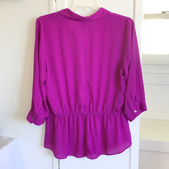 LANE BRYANT Peplum Button Down Blouse Purple Fushia Top Women’s Plus Size 14 1X - Picture 7 of 16